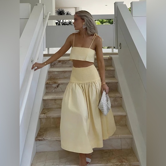 Commense Other - Shirred Waist Split Thigh Skirt Set